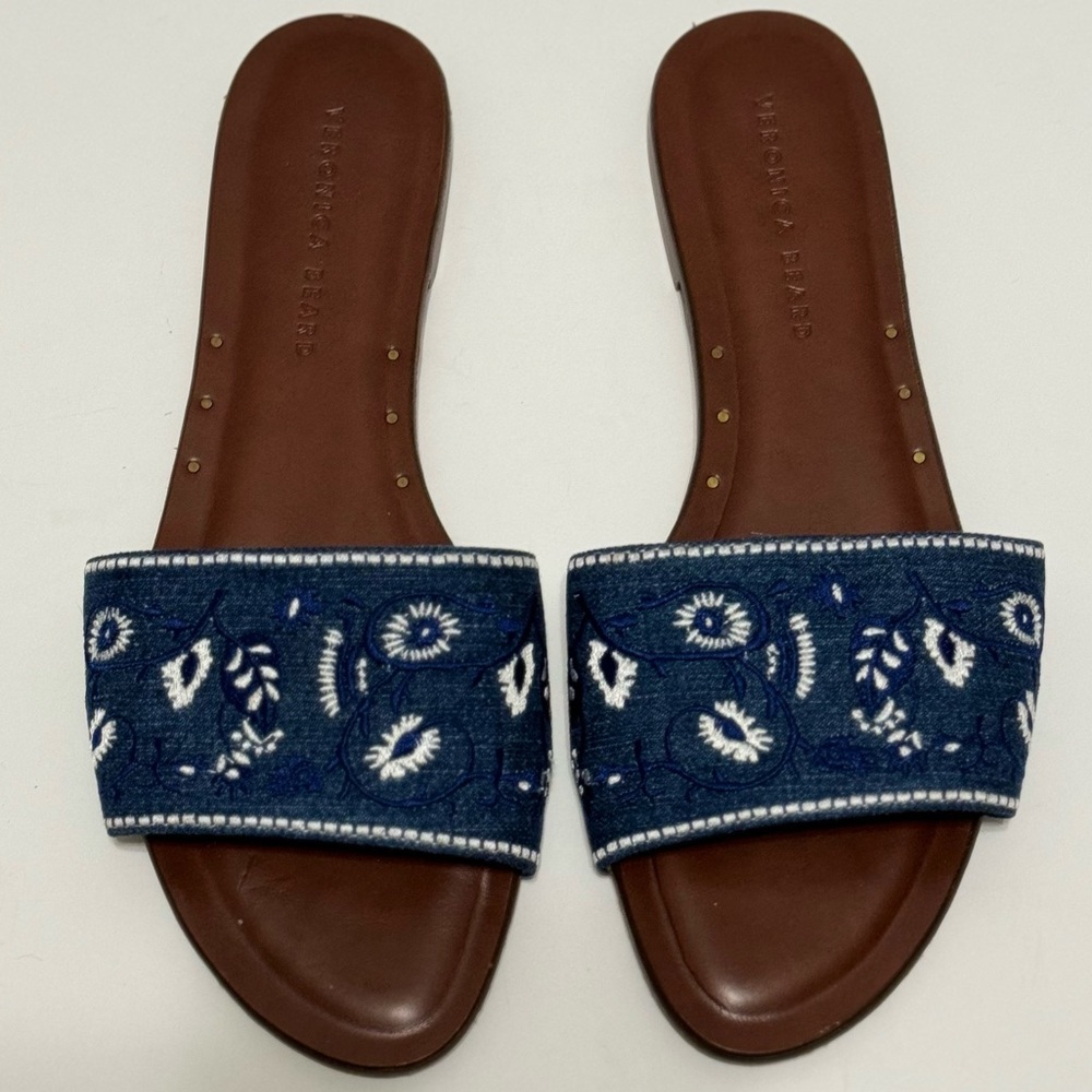 NEW Veronica Beard Flor Chambray Sandals NWOT/NWOB